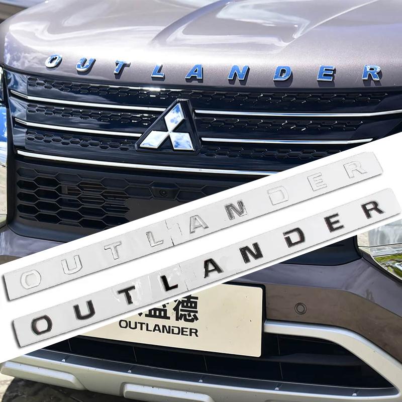 ABS Car Front Hood Letters Emblem Cover Sticker for Mitsubishi OUTLANDER Logo Rear Trunk Emblem Styling Modified Decoration MQ9
