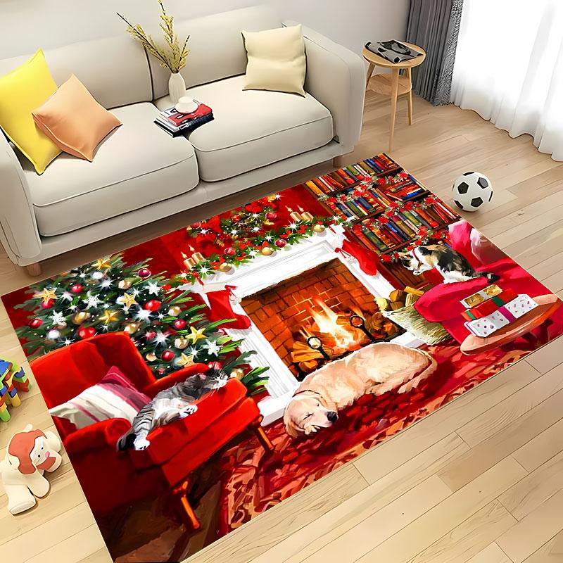 3D HD Printing Christmas Large Area Carpet for Living Room Cartoon Children's Bedroom Sofa Doormat Floor Rug Anti-slip Decor Mat