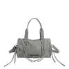Suede Tote Bag Women's Fashion Shoulder Bag with Lace Up Detail and Adjustable Crossbody Strap