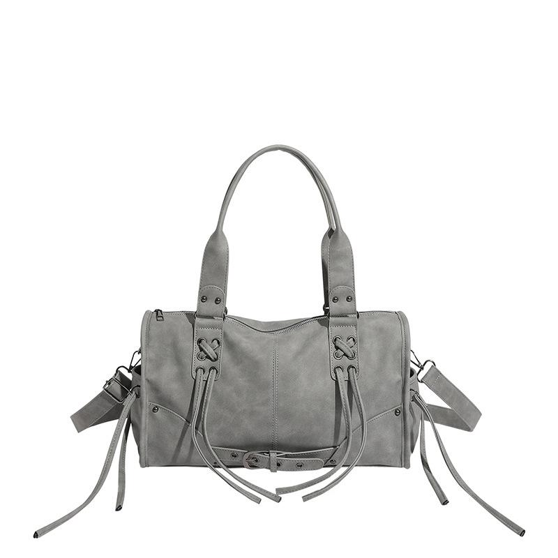 Suede Tote Bag Women's Fashion Shoulder Bag with Lace Up Detail and Adjustable Crossbody Strap
