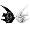 Modern Minimalist Black and White Love Fish Art Figure | Beautiful Home Decor- (Set of 2 Pc, Black & White)
