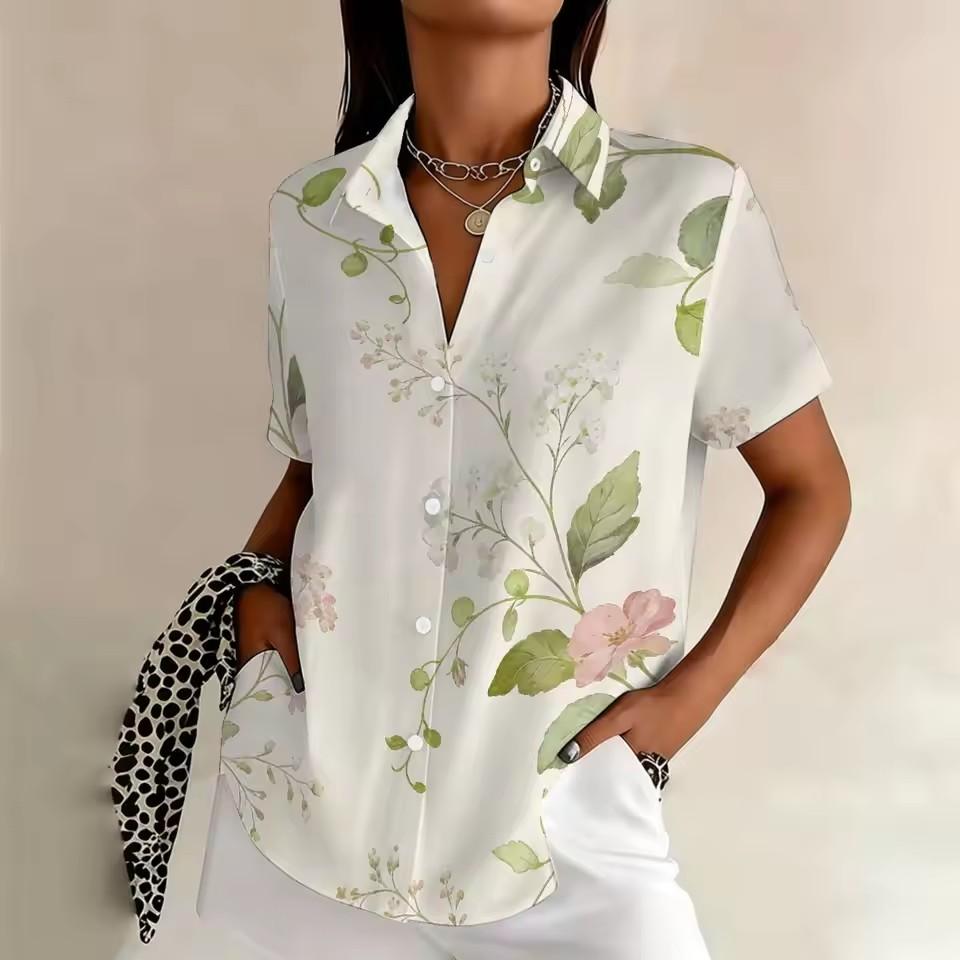 Plus Size Women's Printed Shirt, Summer Comfortable Regular Loose Fit, Commuting & Casual Versatile Shirt