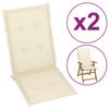 Day and Night - Day and Night High Back Garden Chair Cushion 2 Pcs Cream Fabric 120x50x3cm