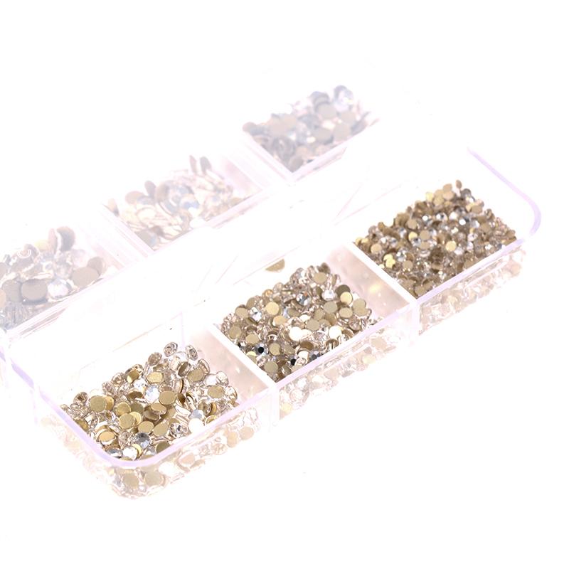 6 Größen Boxed Flat Kit Hybrid Nail Art Dekorationen AB Farbig