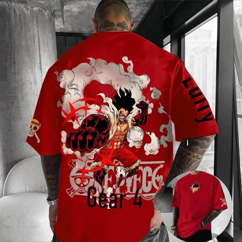 One Piece Luffy Anime Manga T-Shirt Tee Undershirt Cotton Red M