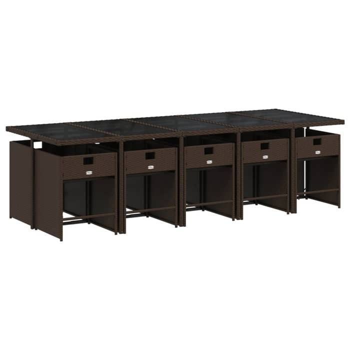VidaXL Ensemble à Manger de Jardin et Coussins 11pcs, Chaises à Manger avec Accoudoirs, Ensemble de Meubles avec Table, 3211113