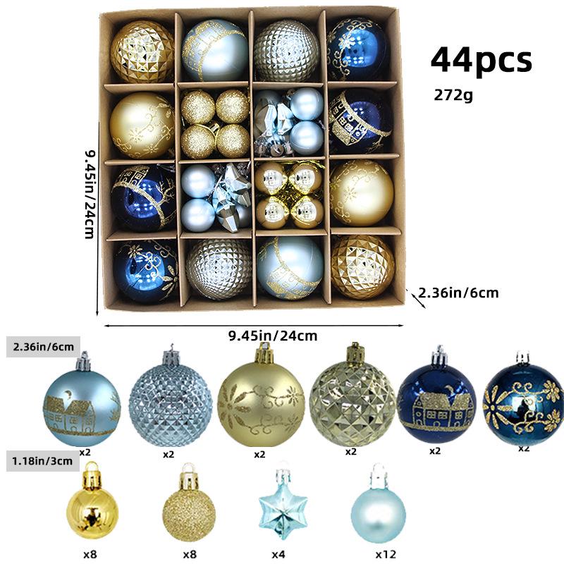 6CM Electroplated Irregular Painted Christmas Ball Ornaments Gift Box Set - Tree Hanging Decorations