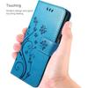 Coque de Protection - BOOLING - Samsung Galaxy A17 4G/5G - Effet Cuir Bleu Papillon Fleur - 2 Vitre
