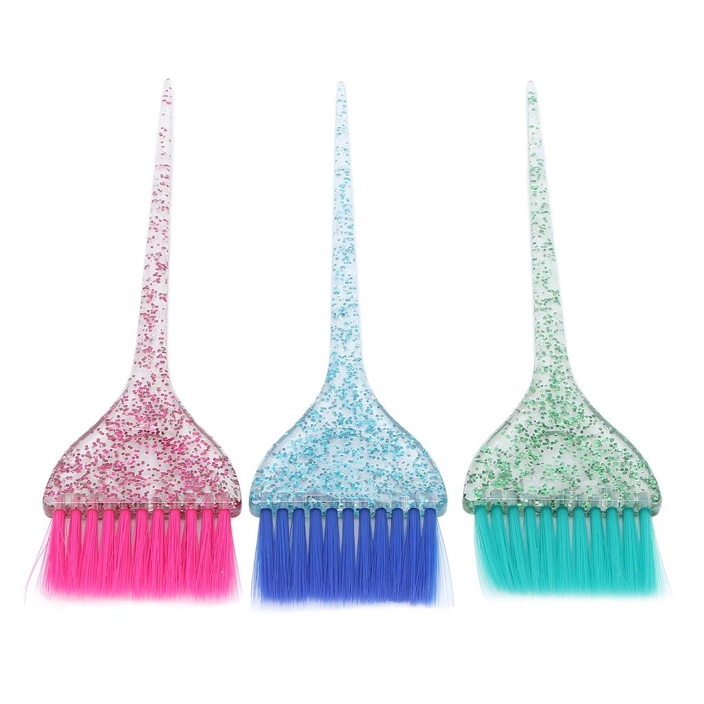 3Pcs Hair Color Brush Set Transparent Dye Brush Set with Long Handle for Salon Barber Shop Use