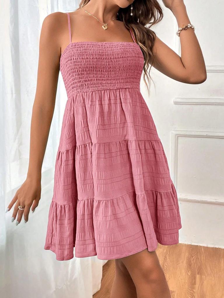 2024 One-Shoulder Solid Color Textured Dress - Versatile Summer Women's Fashion
