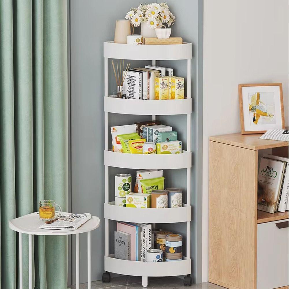 Multi-Tier Bathroom Storage Rack Large Capacity Rolling Cart Storage Rack Home Organizer