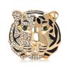 Retro Exquisite Alloy Rhinestone Tiger Head Brooch Personalized Versatile Men'S Suit Cardigan Corsage Jewelry Pin