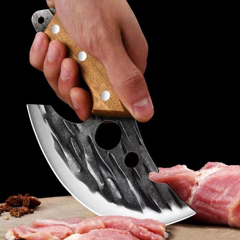 5.5in Hand Forged Boning Pocket Knife Cheese Pizza Small Kitchen Knives Stainless Steel Slicing Cooking Mini Knife Wooden Handle