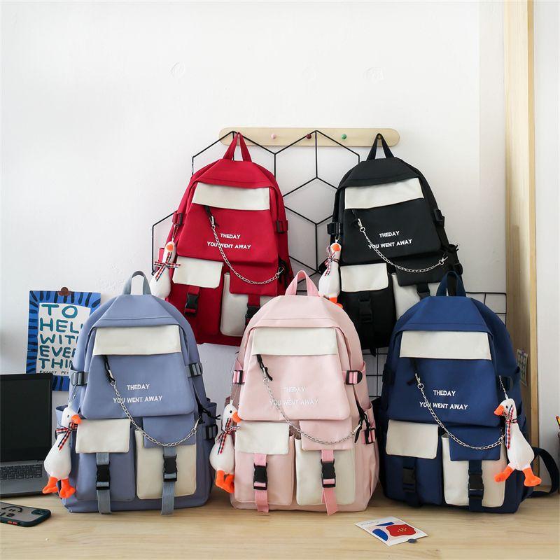 5pcs Schoolbag Student Large Capacity Spine Protection Five Piece Set  Boys Elementary School Students Girls' Backpacks Pencil Cases