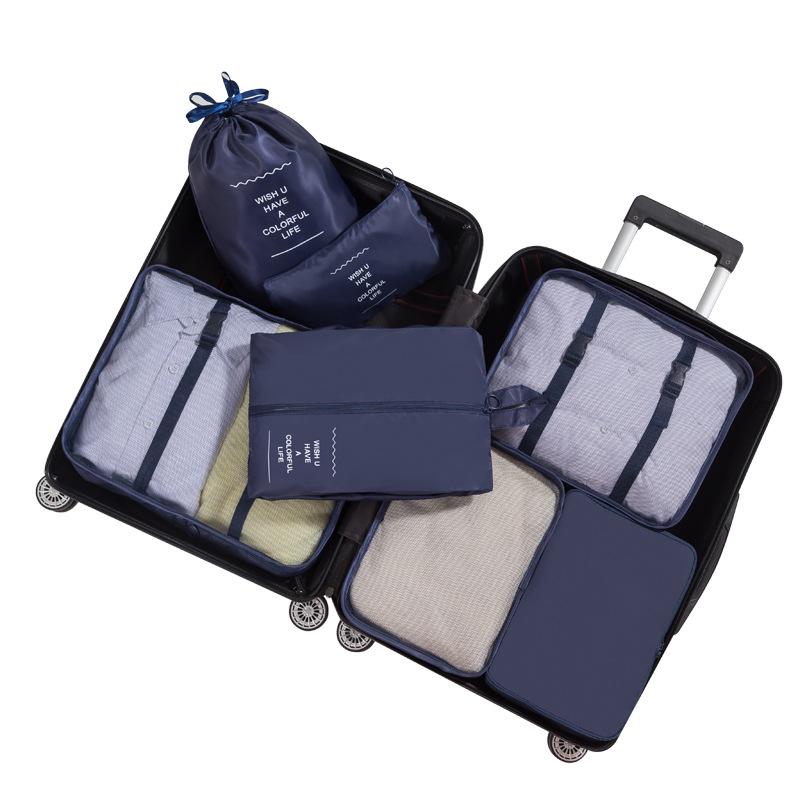 7 Pcs/Set Travel Organizer Storage Bags Suitcase Packing Cubes Set Cases Portable Luggage Clothes Shoe Tidy Pouch Folding