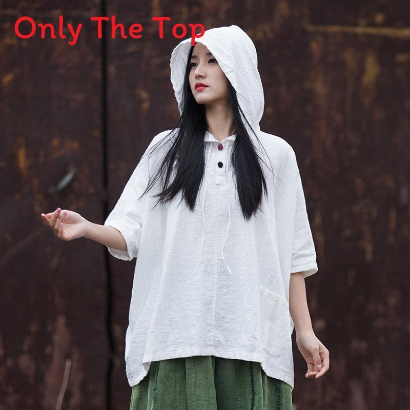 Vintage Style T Shirt For Women With Cotton Linen Fabric Autumn Casual Wear