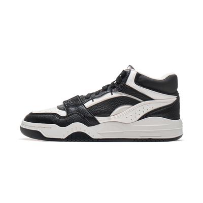 Li Ning Yue Bai Hi Lässig Vielseitig Dicke Sohle Rutschfest Abriebfest Atmungsaktiv High-Top Skateschuhe Herren Sneaker Schwarz Weiß AGCU347-5