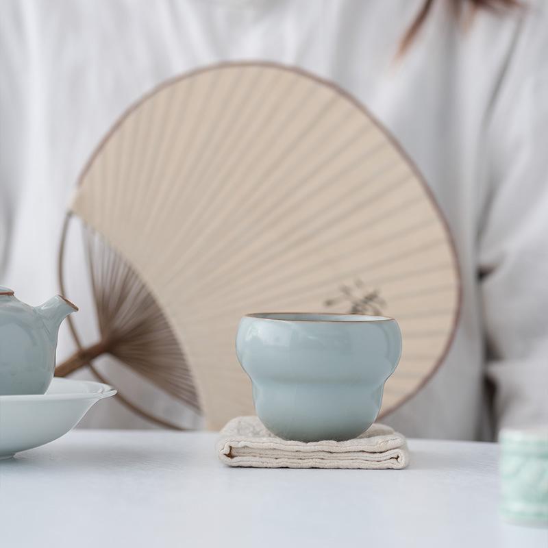 Tianqing Ru Kiln Cup Master Cup Handmade High-end Teacup Master Famous High-end Cup Kung Fu Tea Set