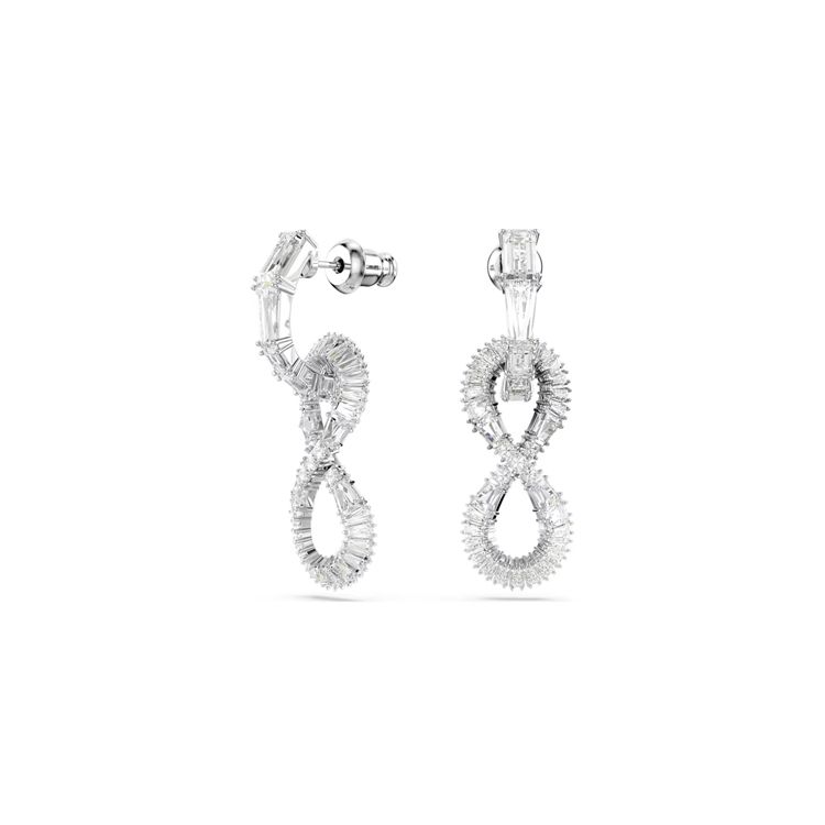 Swarovski Hyperbola Infinite Pattern Design Cubic Zirconia Rhodium Plated Earrings Women earrings Silver 5679793 Box (Random Color)