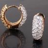 Chenrui Rose Gold Hollow Copper Earrings with White Diamond Inlay, Simple Pastoral Style