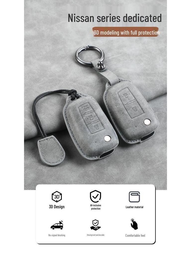 Nissan-Schlüsselhüllen: Passt für Qashqai 2019, Sylphy, Bluebird, Kicks, X-Trail, Tiida - Inklusive Karosserieabdeckungen & Schnallen