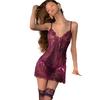 Sex underwear pajamas women's suit sexy transparent lace uniform lure short skirt perspective nightdress