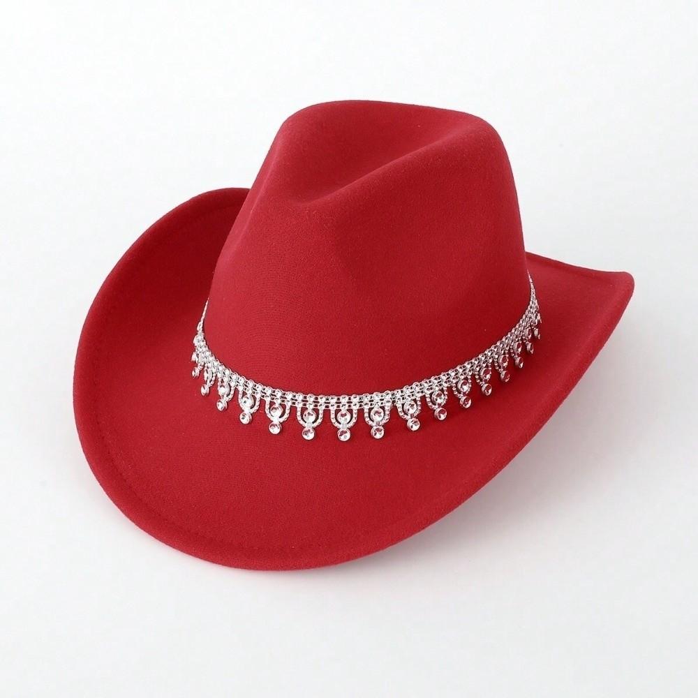 Funkelnder Filz-Fedora-Hut mit Strasssteinen Zylinder Klassischer Western-Cowboyhut Für Outdoor-Reiten