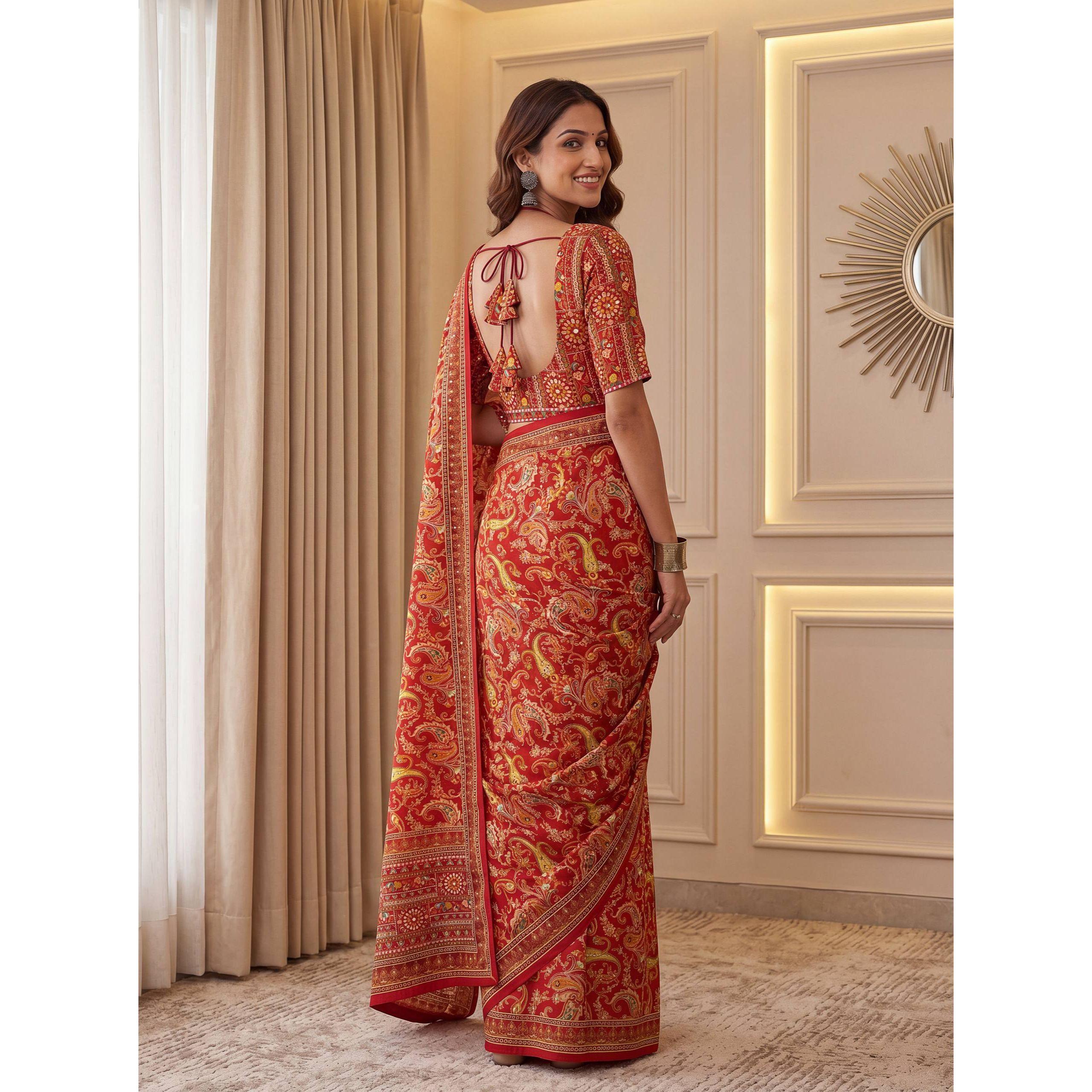 New Launch Ajrak Print Designer Saree Collection