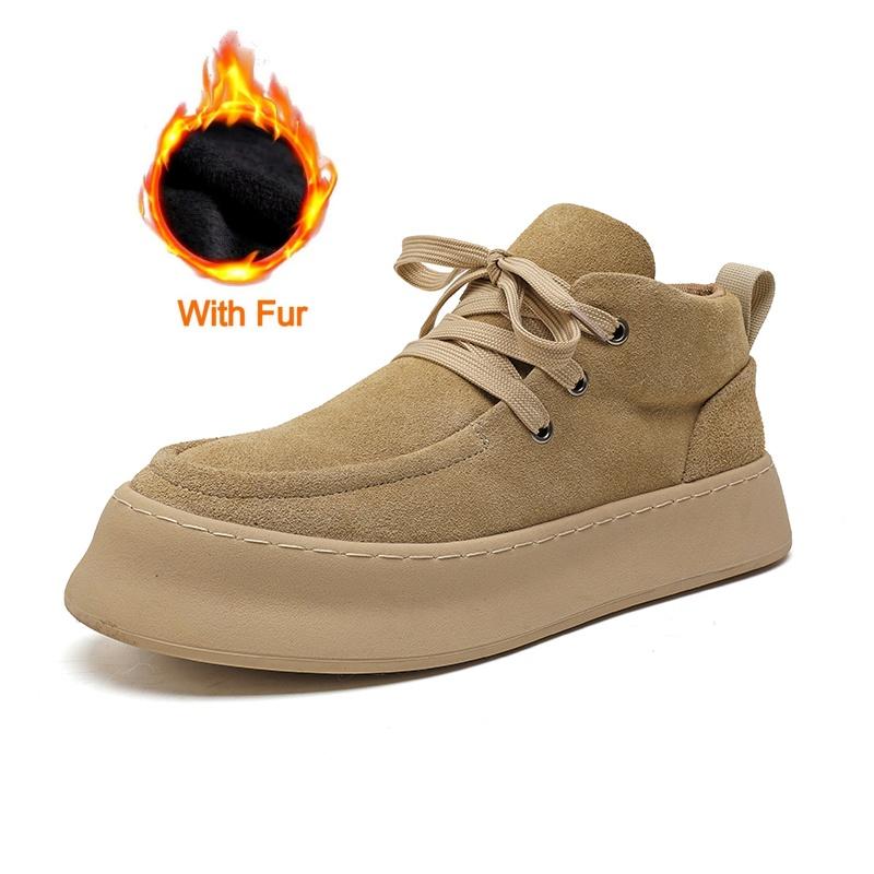 Fashion Men Suede Thick Soled Office Walking Shoes Soft Soled Genuine Leather Shoes Round Toe Flat Designer Antiskid Oxford Shoes2025New