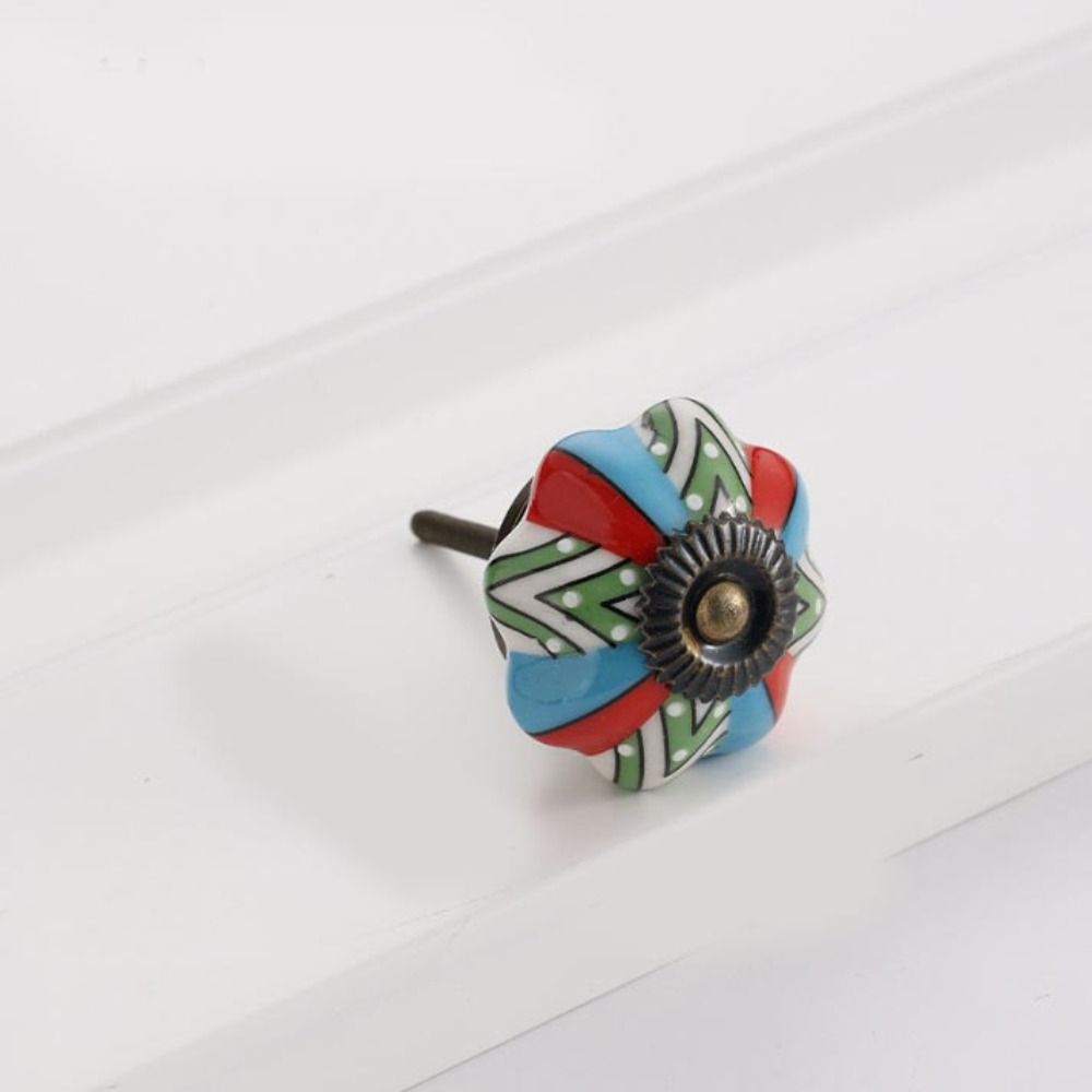 Simple Single Hole Ceramic Pumpkin Handle Round Vintage Vintage Cabinet Knob European Style Creative Door Pull Handles Furniture