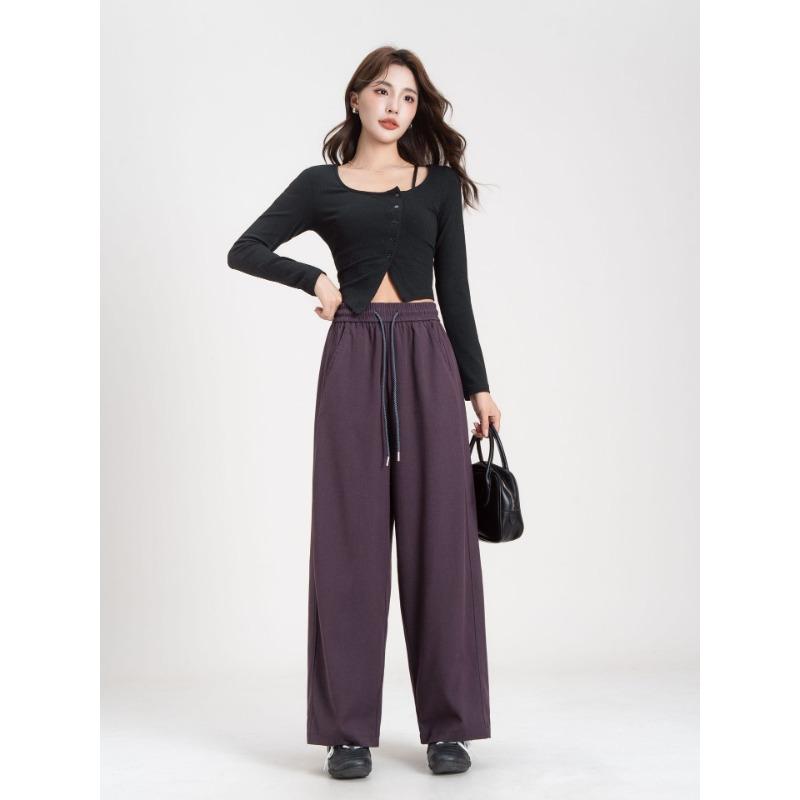 Denim Blue Sycamore Wide-leg Pants, Thickened Loose and Thin Splicing Casual Radish Tooling Pants In Autumn and Winter