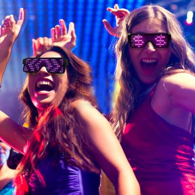 Halloween,Christmas Birthday Party imarron Pro LED Flashing Glasses Rechargeable Light Up Neon Shutter LED Glasses Festival Rave Party LED Eye Glasses with 8 Modes for Kids and Adults in Club
