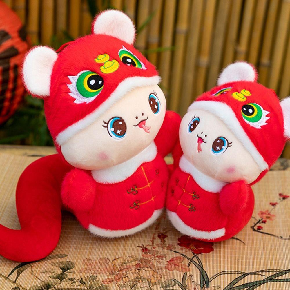 Tiger Head Hat Snake Year Plush Toy The God of Wealth Lucky Snake Doll Plushies  Children