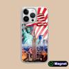 USA America Flag Silver Plating Magsafe Mobile Phone Case for iPhone 17 16 15 14 13 12 11 Air Pro Max Plus Colorful Cover