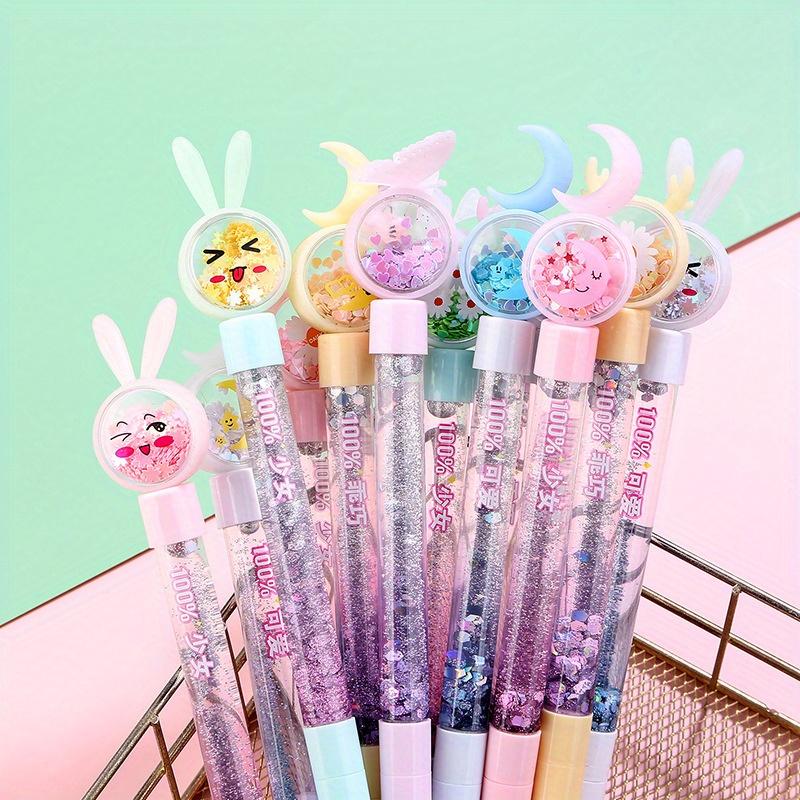 1Pc Glitter Sequin Rabbit Butterfly Moon Shape Comfortable Grip Stationery School Office Supplies Student Prize Gift Writing Tools Holiday Gift Novelt