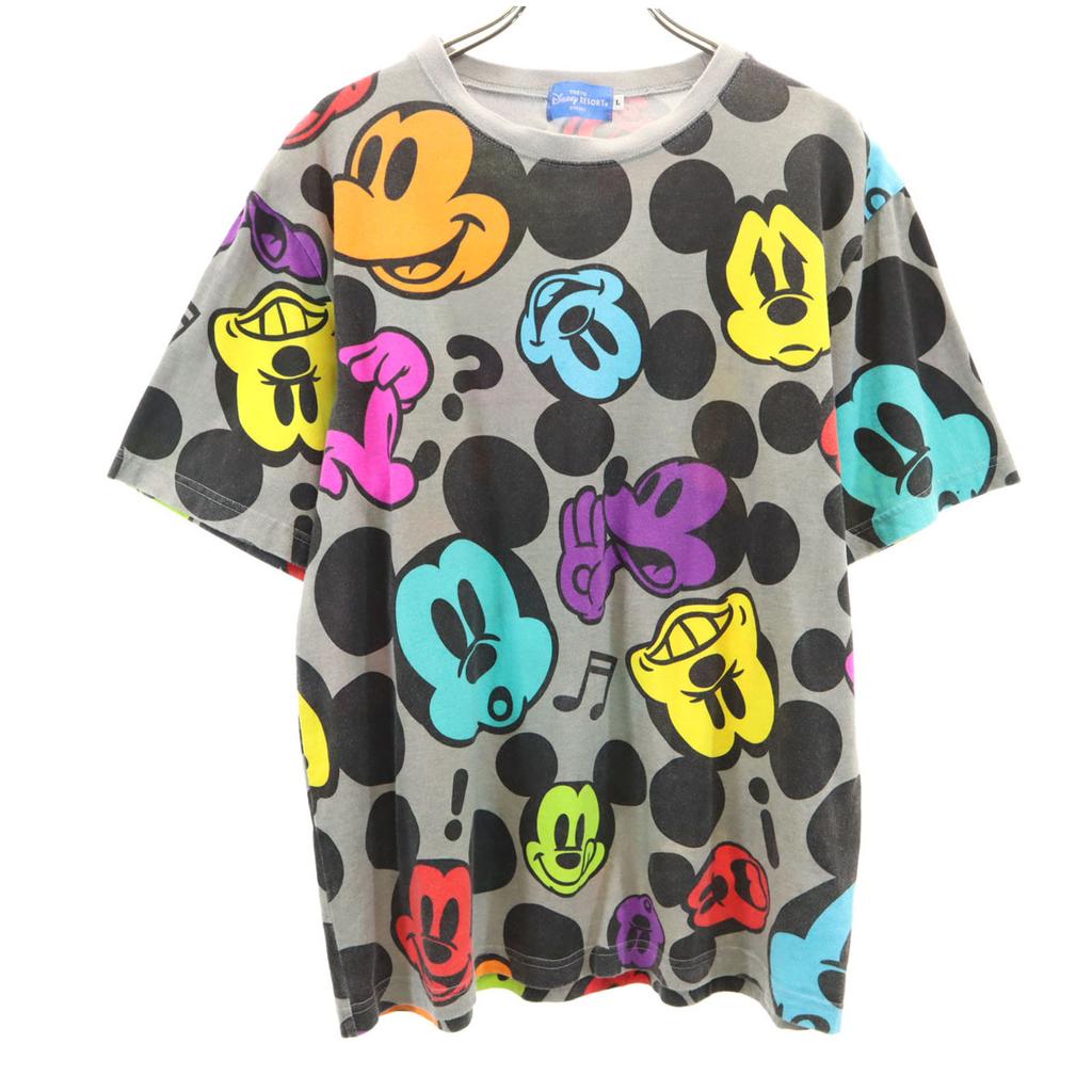 TOKYO DISNEY RESORT Overall Handle Short Sleeve T-shirt L Mickey Mouse Men's Used