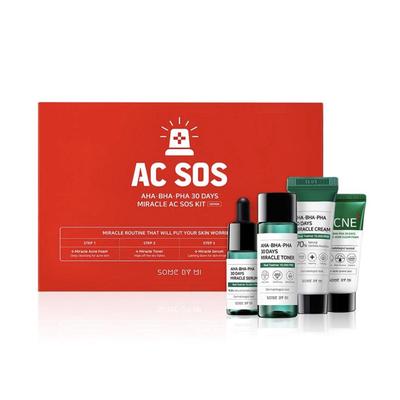 Facial Skin Care Set: Foam, Tonic, Serum, Cream