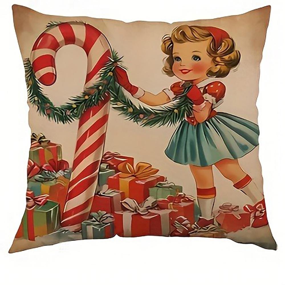 

Ретро рождественское украшение наволочка для подушки дети и подарок узор гостиная диван подушка чехол для украшения дома новогодний подарок 40x40cm