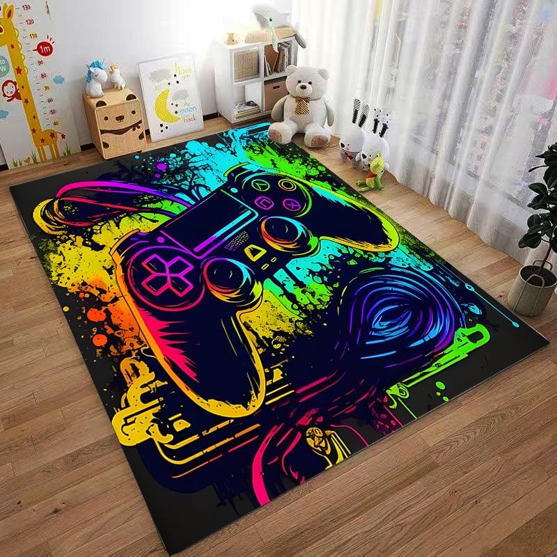 Colorful Game Controller Rug for Gamers Suitable for Use As an Anti-slip Game Mat for Living Room and Bedroom Sofas