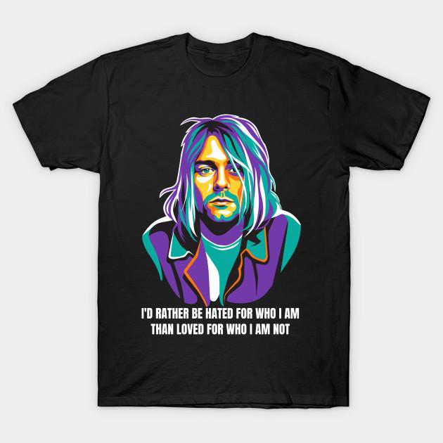 

Men Black Print T-shirt Cobain Quote No-Cut Transfer Paper Print Cotton Tshirt 2XL