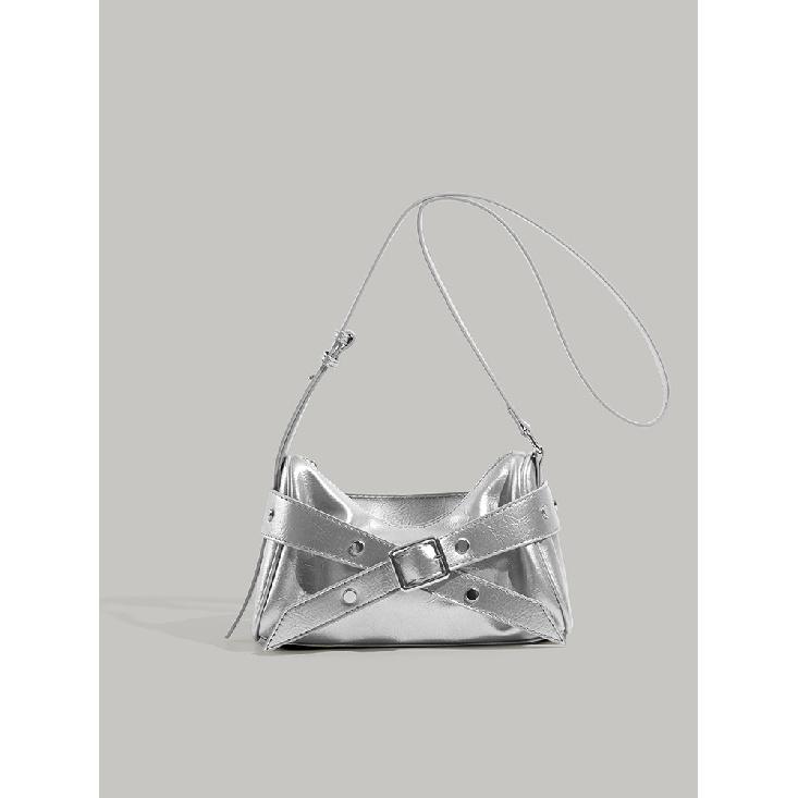 This year s popular 2025 summer new fashion versatile single bag with high-quality texture and niche design is a trendy commuter crossbody bag серебряный
