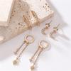 Star and Moon Chain Tassel Earrings - Hexagram Personality Fashion Zircon Earring Set for Women's Ear Pendants