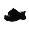 Women Wedges Platform Slippers Fur Shoes Sandals 2025 Designer New Summer High Heels Flip Flops Open Toe Slides Zapatos
