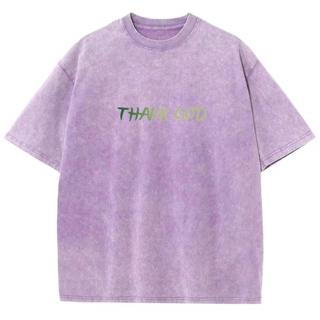 Minimalist Hand-Painted Letter Print Ladies Washed T-Shirt Oversized Loose Short Sleeve Design American Retro Top