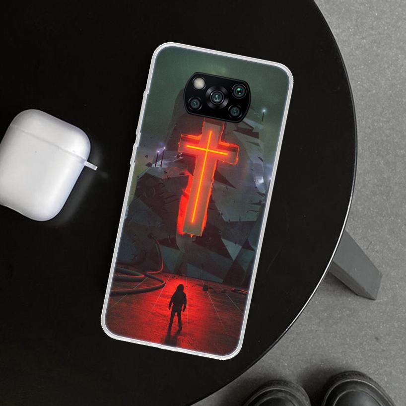 God Jesus Pray Cross Phone Case Cover for Xiaomi Poco X6 X5 X7 Pro F7 Ultra Redmi 15C 15 13C 13 12C 12 10C 10 10A 9C 9A 9T 9 Coq