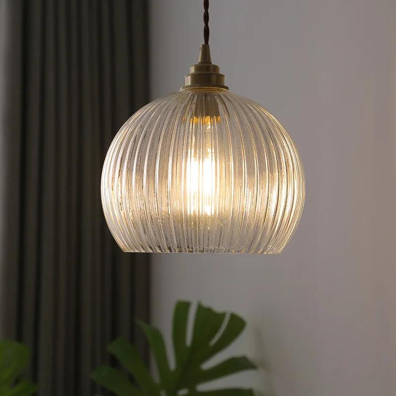 Lustră Suspendată Retro din Sticlă, Candelabru cu Suspensie din Cupru pentru Sufragerie, Bucătărie, Dormitor, Decor Acasă, Corpuri de Iluminat, Lustră