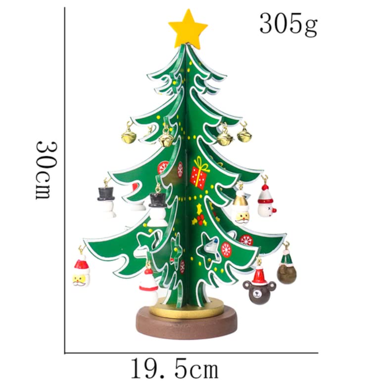 Tabletop Wooden Christmas Tree Advent Calendar, 24-Day Countdown Calendar with 24 Mini Hanging Ornaments, DIY Holiday Desk Decoration (30cm)