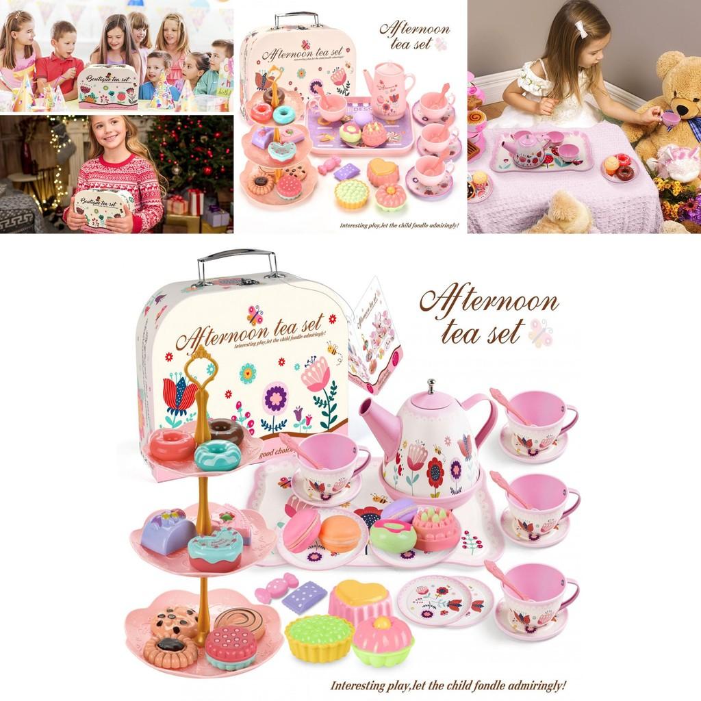 Charming Children's Tea Party Playset With Colorful Tin Tea Set And Sweet Treats
