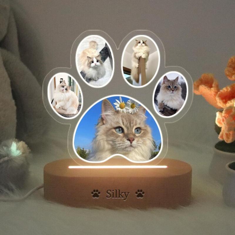 Women Personalized Dog Photo Night Light Custom Paw Collage LED Lamp Pet Memorial Gift For Dog Lover Dog Mothers Day