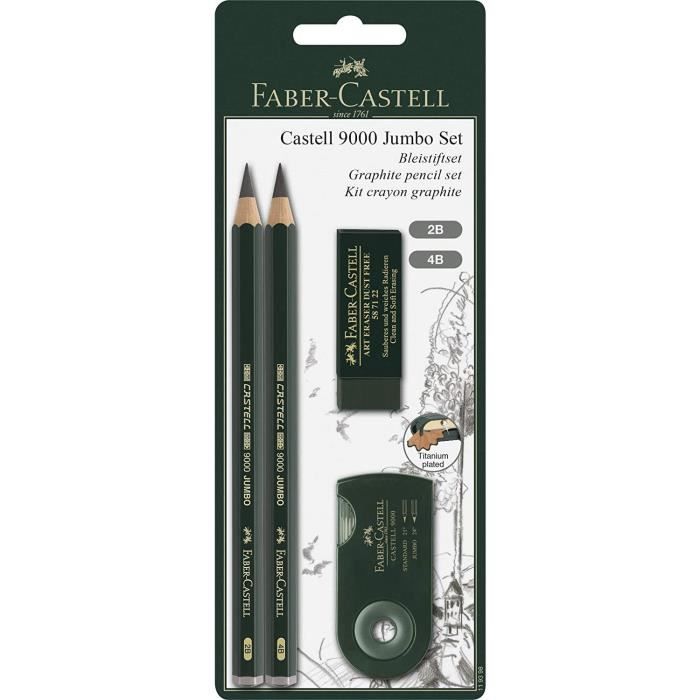 Kits de dessin - FABER-CASTELL - CASTELL 9000 Jumbo - 5,3 mm - Vernis vert - Lot de 5